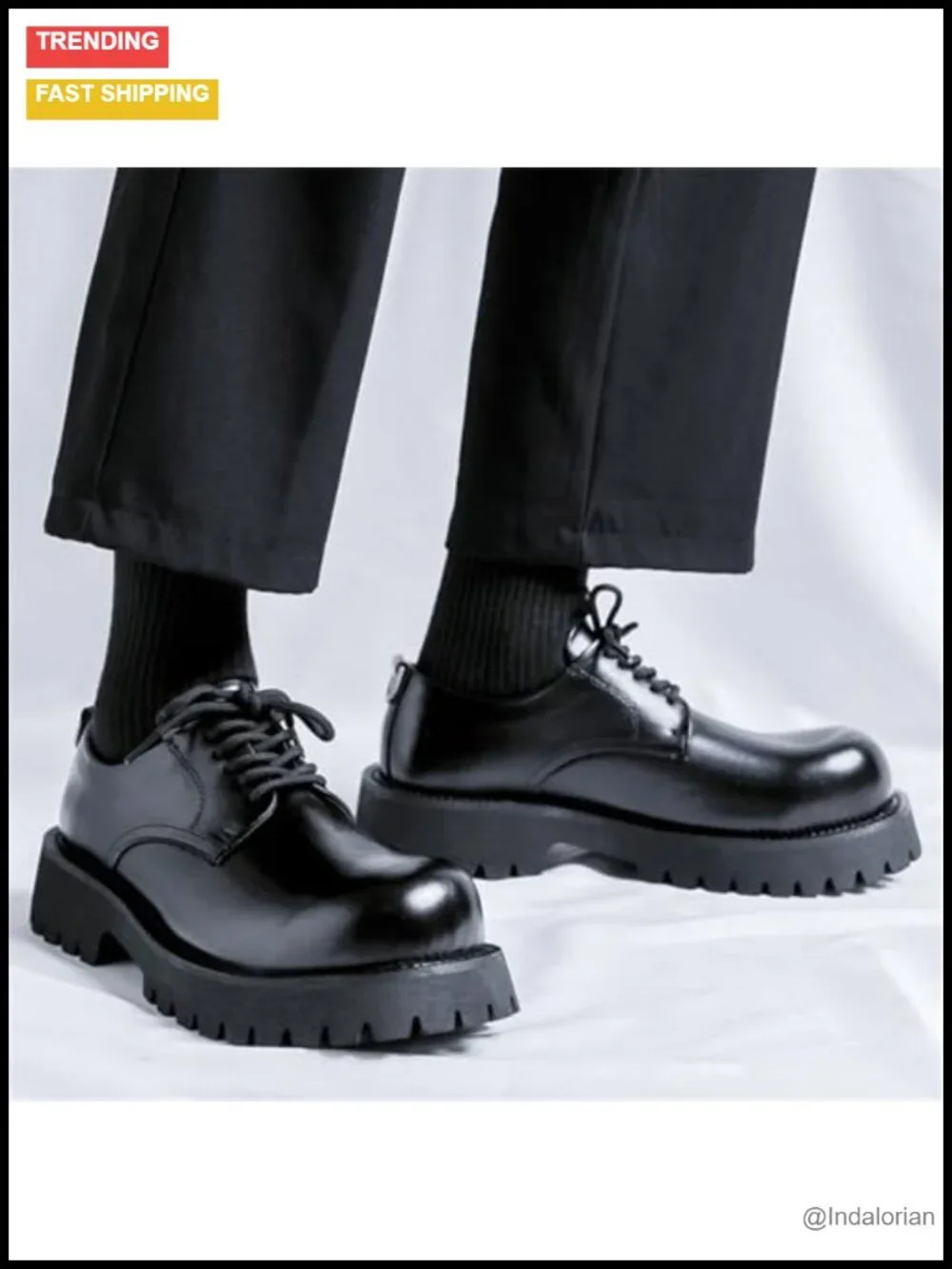 Men's Chunky Oxfords Platform Dress Shoes Upturned-Toe Formal Business Work